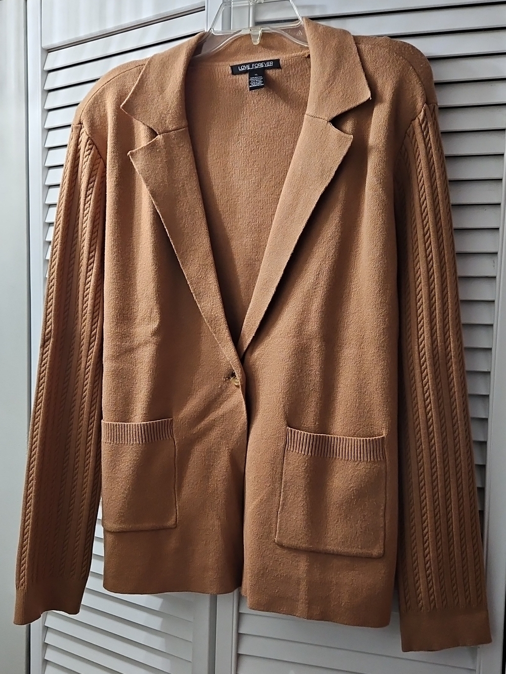 NWOT LOVE FOREVER Cable Knit Sweater Blazer Jacket XL Rust Terracotta